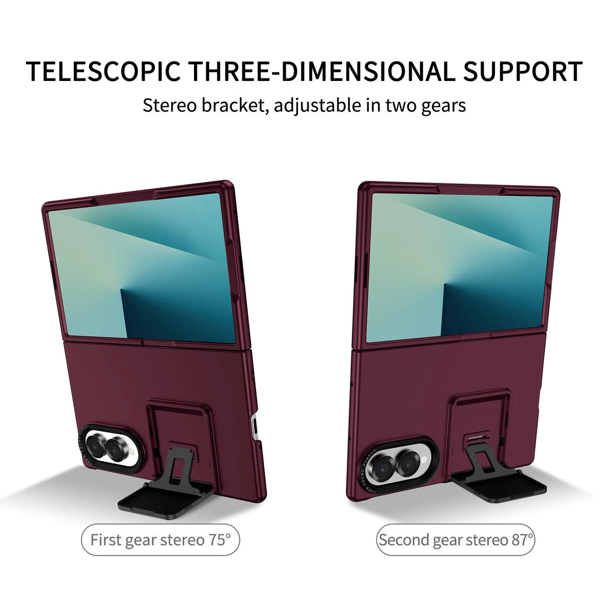 For Galaxy Z Fold8 5G Three-dimensional Folding Holder PC Phone Case - Wine Red - EDA004894805C
