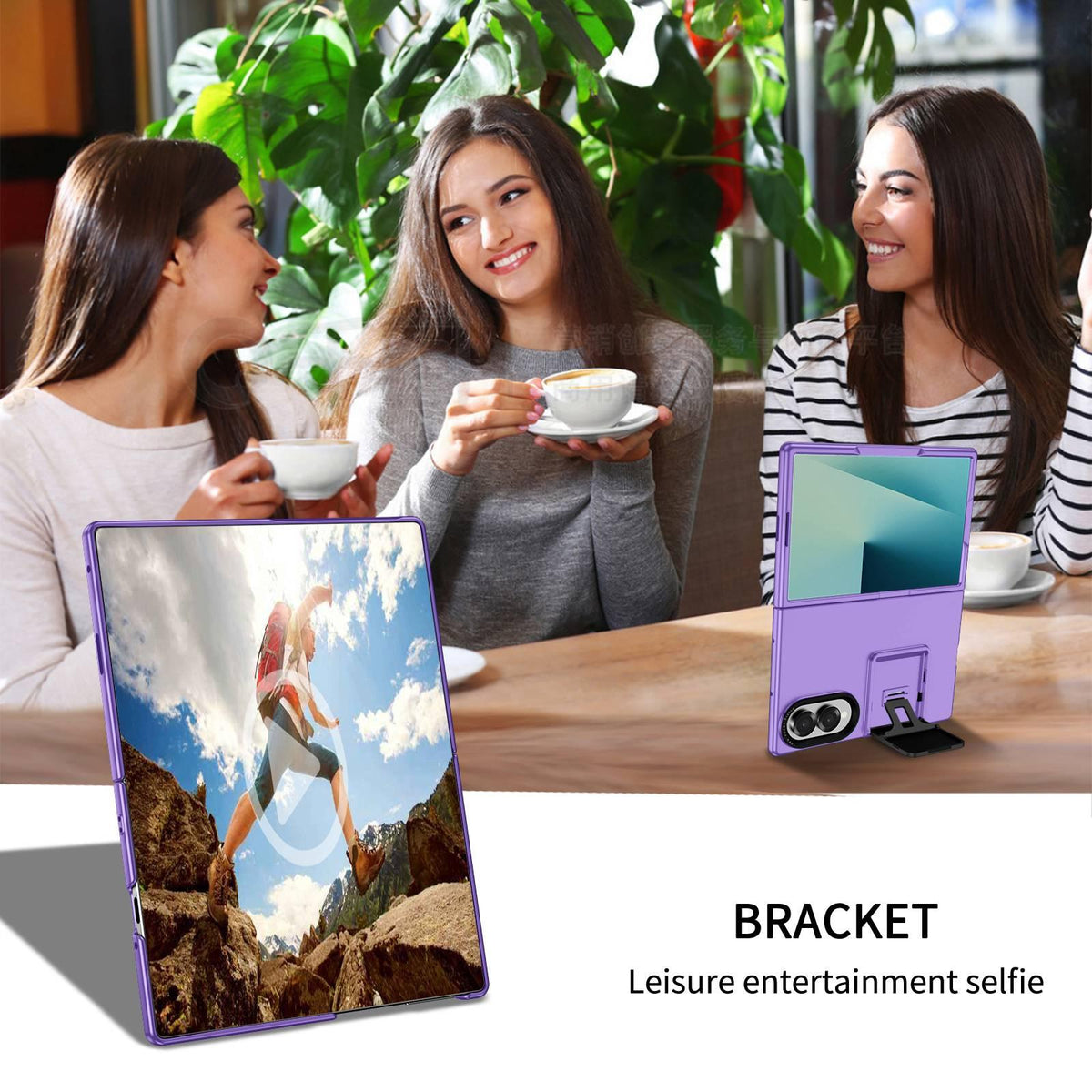For Galaxy Z Fold8 5G Three-dimensional Folding Holder PC Phone Case - Purple - EDA004894805F
