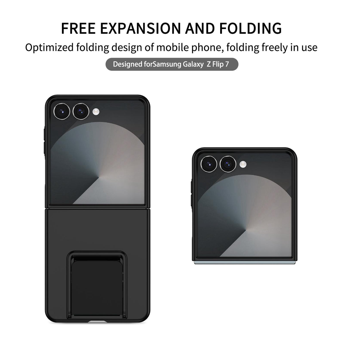 For Galaxy Z Flip7 5G Three-dimensional Folding Holder PC Phone Case - Black - EDA004894806A