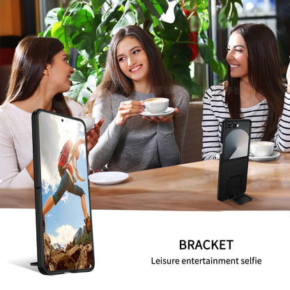 For Galaxy Z Flip7 5G Three-dimensional Folding Holder PC Phone Case - Black - EDA004894806A