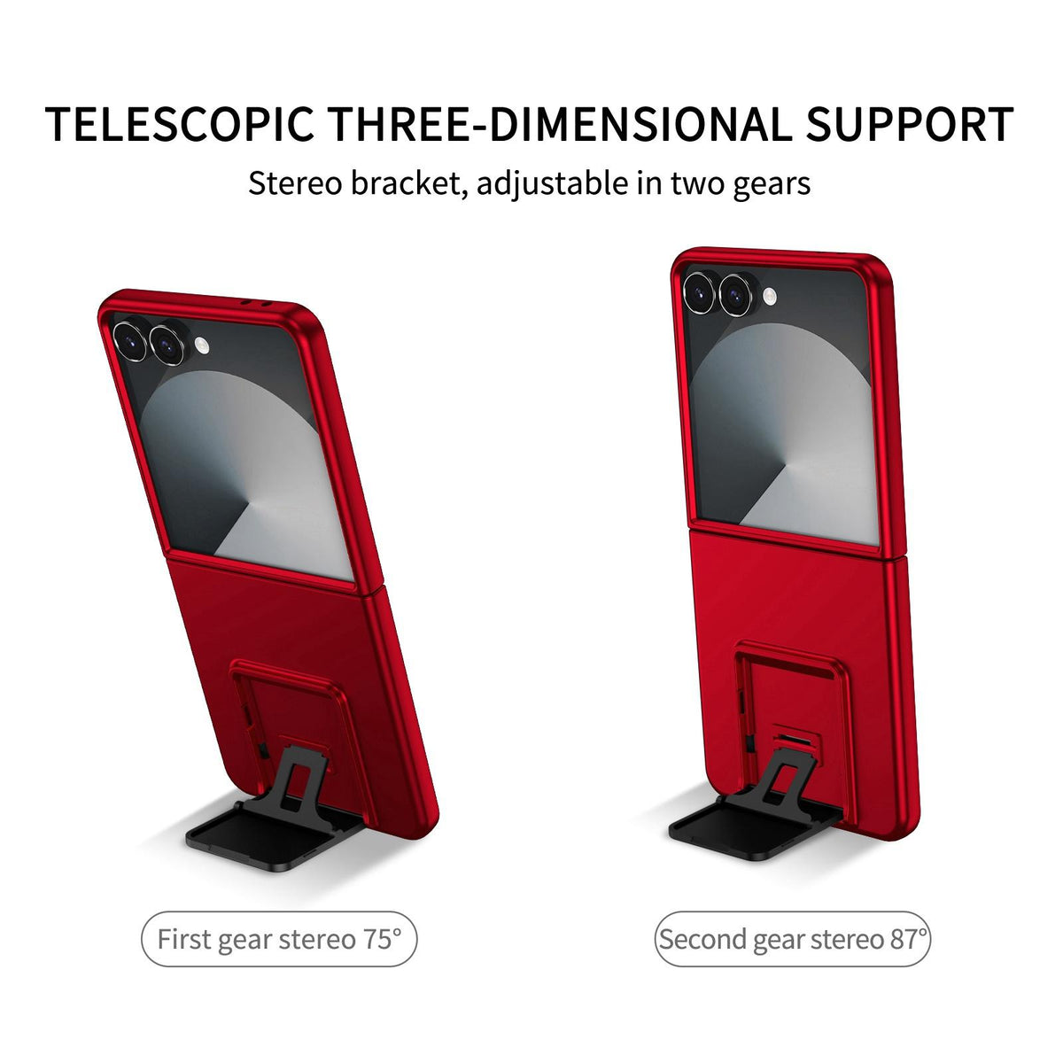 For Galaxy Z Flip7 5G Three-dimensional Folding Holder PC Phone Case - Red - EDA004894806B