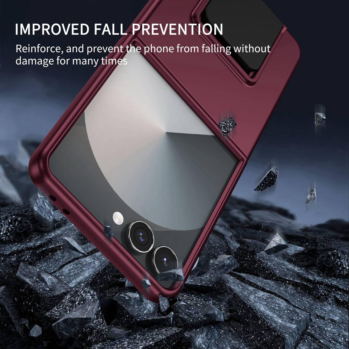 For Galaxy Z Flip7 5G Three-dimensional Folding Holder PC Phone Case - Wine Red - EDA004894806C
