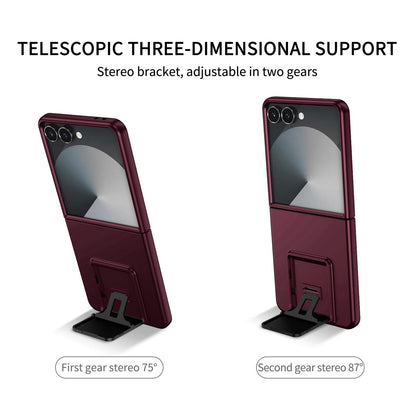 For Galaxy Z Flip7 5G Three-dimensional Folding Holder PC Phone Case - Wine Red - EDA004894806C