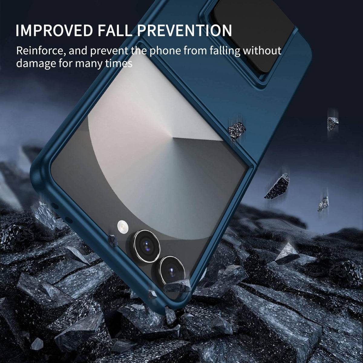 For Galaxy Z Flip7 5G Three-dimensional Folding Holder PC Phone Case - Blue - EDA004894806D