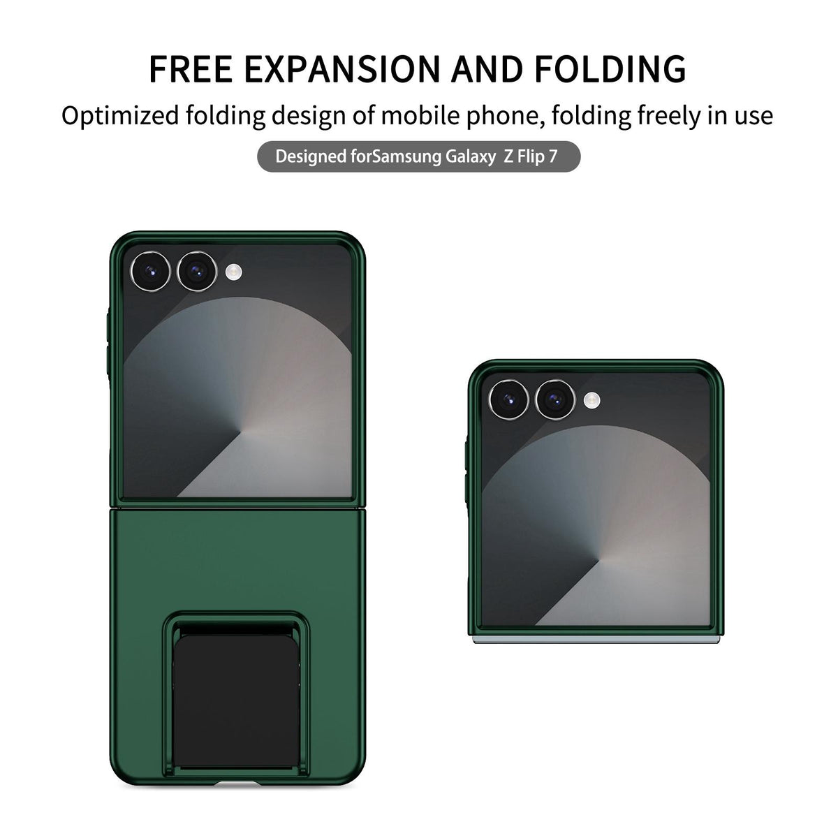 For Galaxy Z Flip7 5G Three-dimensional Folding Holder PC Phone Case - Green - EDA004894806E
