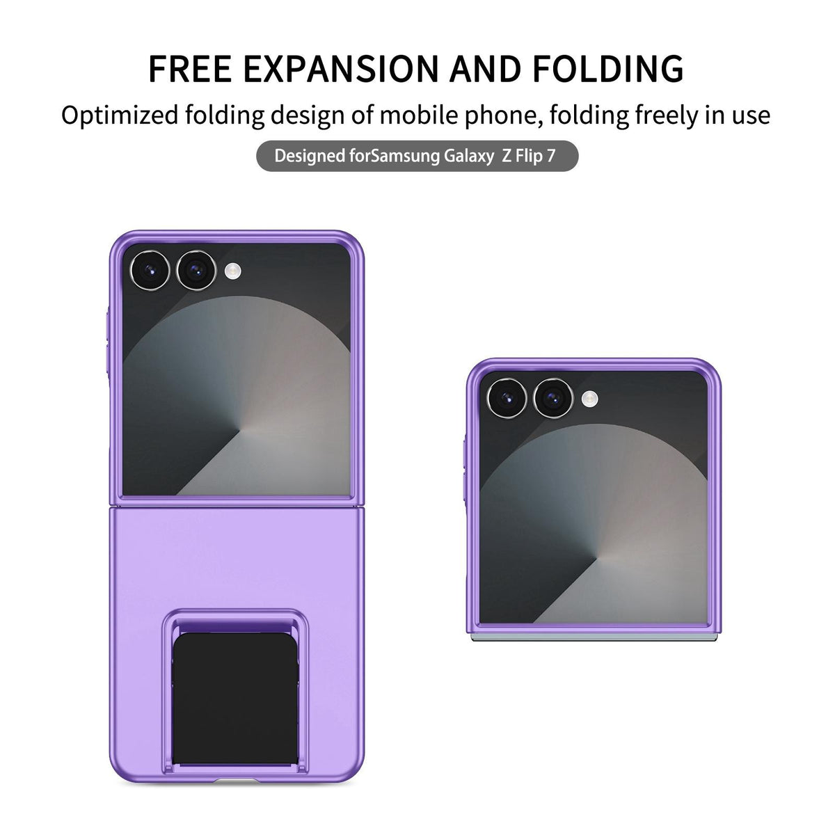 For Galaxy Z Flip7 5G Three-dimensional Folding Holder PC Phone Case - Purple - EDA004894806F