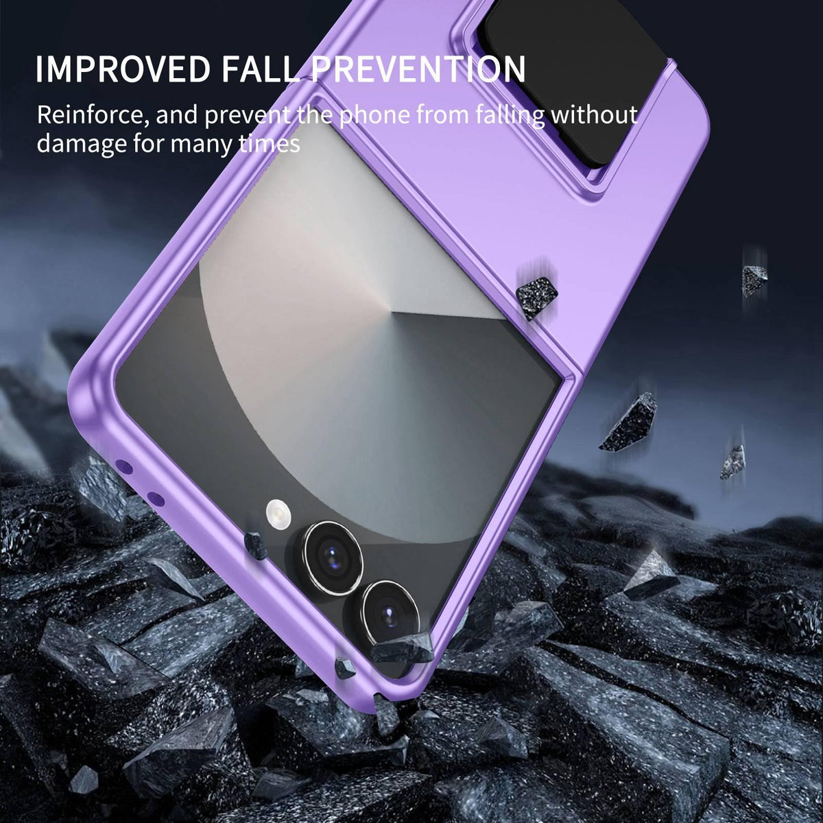 For Galaxy Z Flip7 5G Three-dimensional Folding Holder PC Phone Case - Purple - EDA004894806F