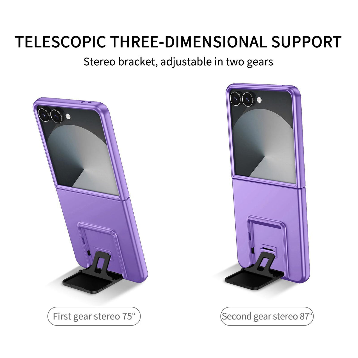 For Galaxy Z Flip7 5G Three-dimensional Folding Holder PC Phone Case - Purple - EDA004894806F