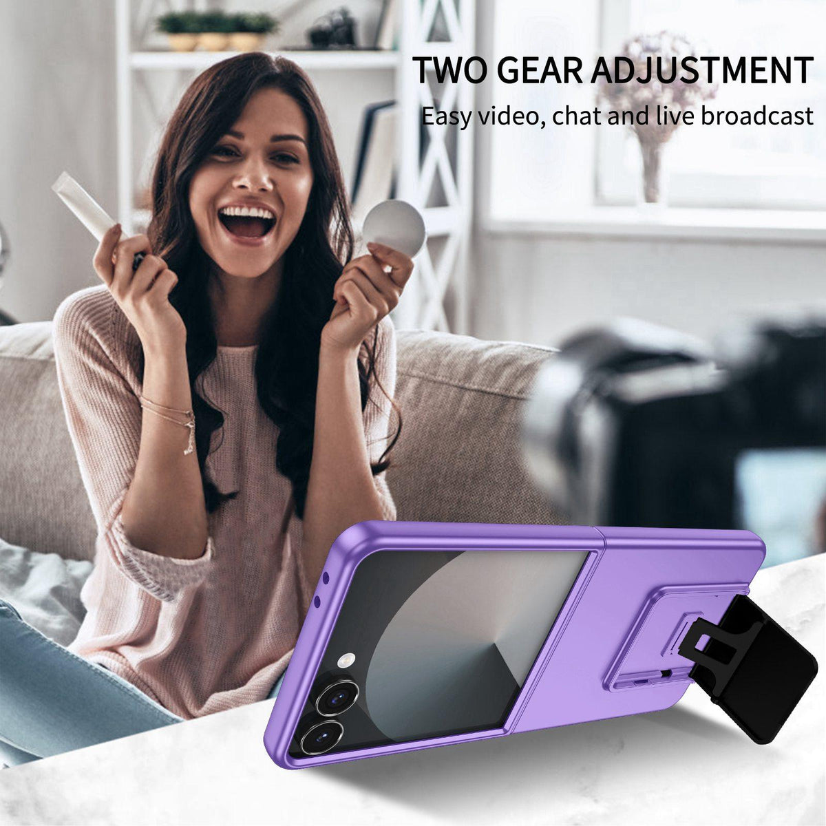 For Galaxy Z Flip7 5G Three-dimensional Folding Holder PC Phone Case - Purple - EDA004894806F