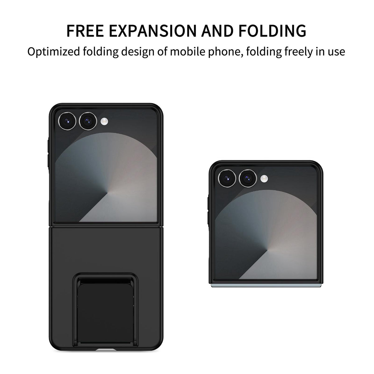For Galaxy Z Flip8 5G Three-dimensional Folding Holder PC Phone Case - Black - EDA004894807A