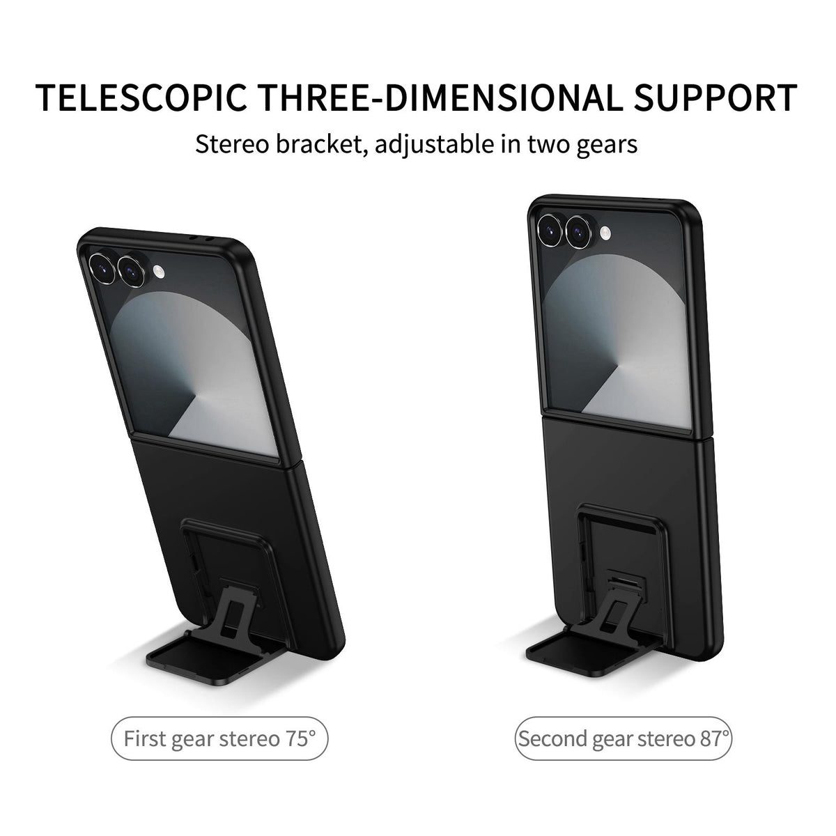 For Galaxy Z Flip8 5G Three-dimensional Folding Holder PC Phone Case - Black - EDA004894807A