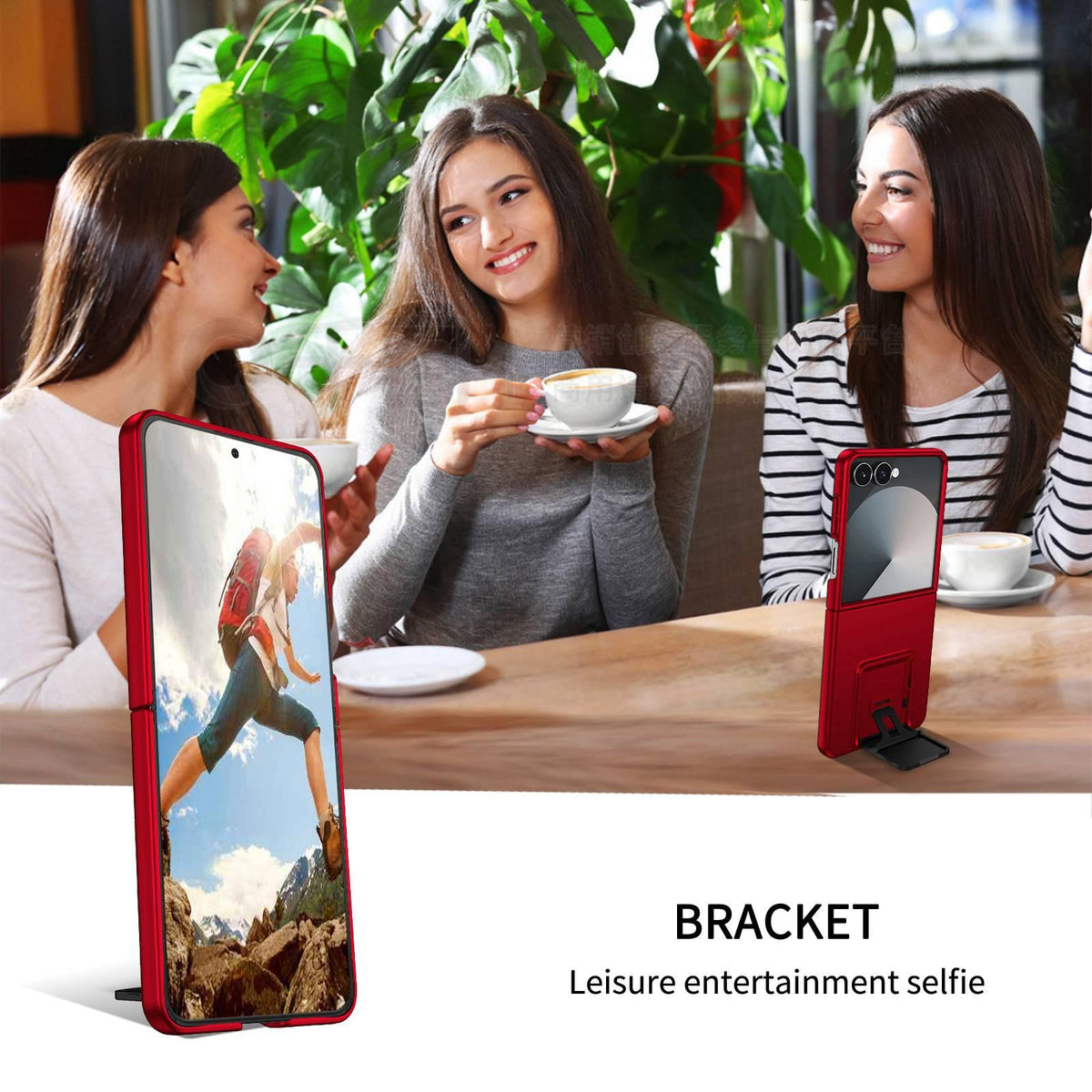 For Galaxy Z Flip8 5G Three-dimensional Folding Holder PC Phone Case - Red - EDA004894807B