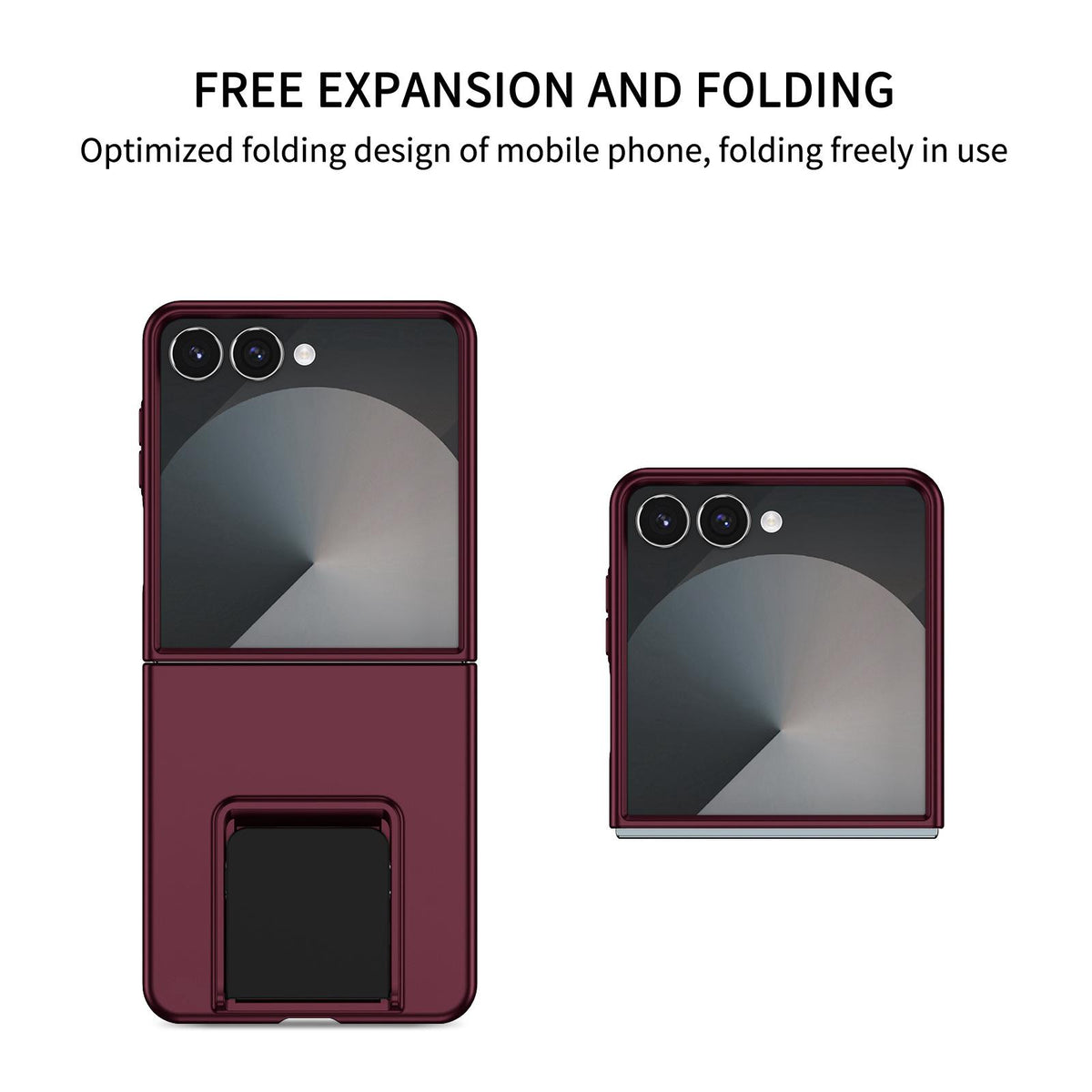 For Galaxy Z Flip8 5G Three-dimensional Folding Holder PC Phone Case - Wine Red - EDA004894807C