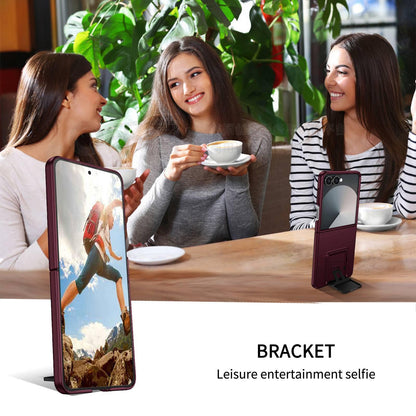 For Galaxy Z Flip8 5G Three-dimensional Folding Holder PC Phone Case - Wine Red - EDA004894807C