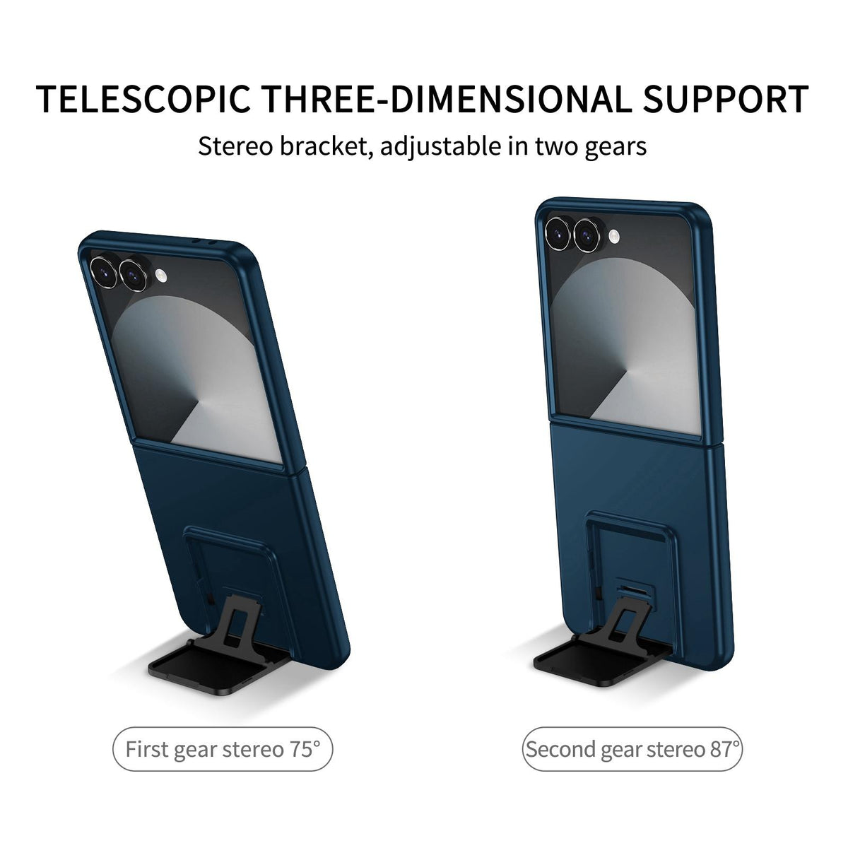 For Galaxy Z Flip8 5G Three-dimensional Folding Holder PC Phone Case - Blue - EDA004894807D