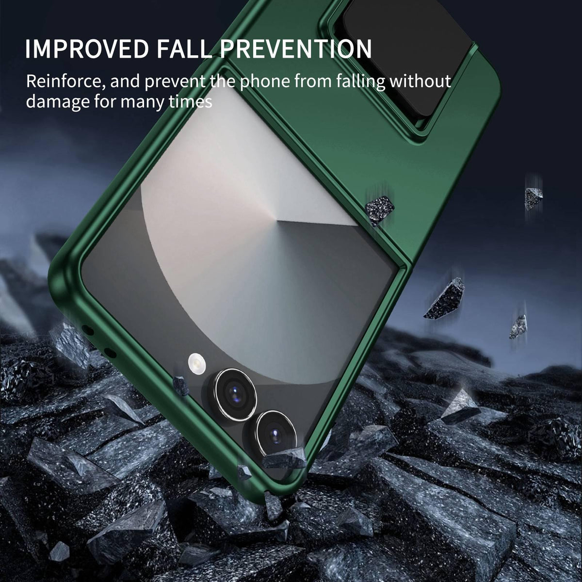 For Galaxy Z Flip8 5G Three-dimensional Folding Holder PC Phone Case - Green - EDA004894807E
