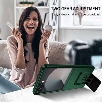For Galaxy Z Flip8 5G Three-dimensional Folding Holder PC Phone Case - Green - EDA004894807E