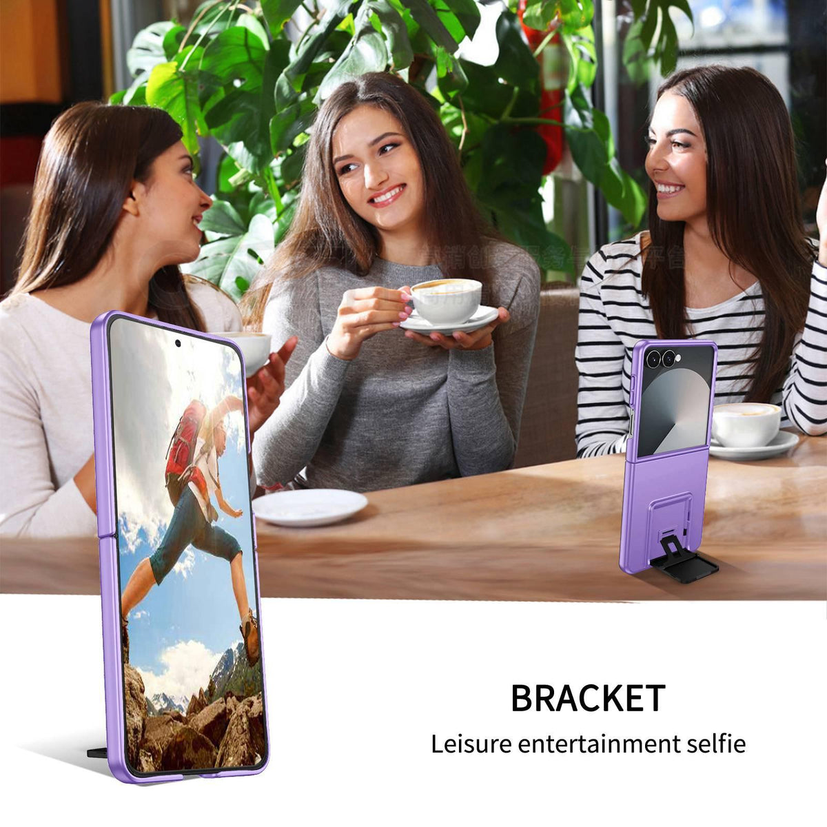 For Galaxy Z Flip8 5G Three-dimensional Folding Holder PC Phone Case - Purple - EDA004894807F