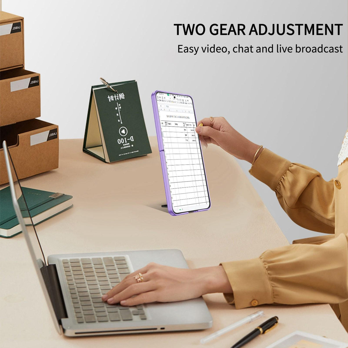 For Galaxy Z Flip8 5G Three-dimensional Folding Holder PC Phone Case - Purple - EDA004894807F