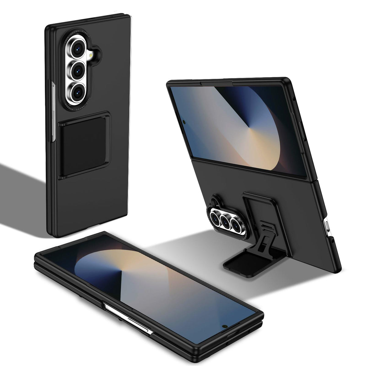 For Galaxy Z Fold7 5G Three-dimensional Folding Holder PC Phone Case - Black - EDA004894808A