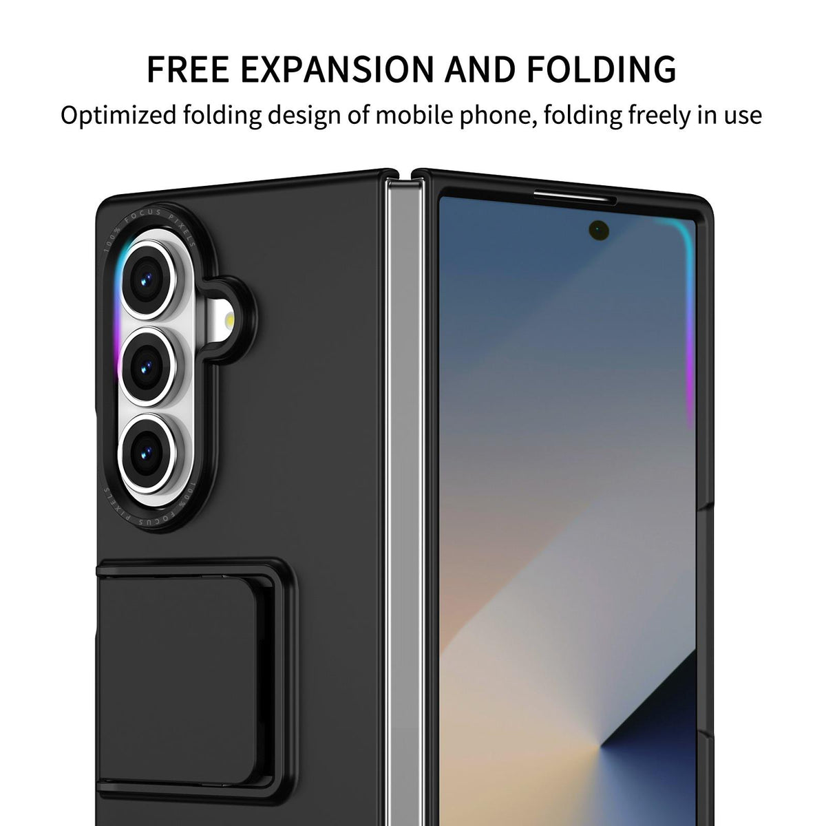 For Galaxy Z Fold7 5G Three-dimensional Folding Holder PC Phone Case - Black - EDA004894808A