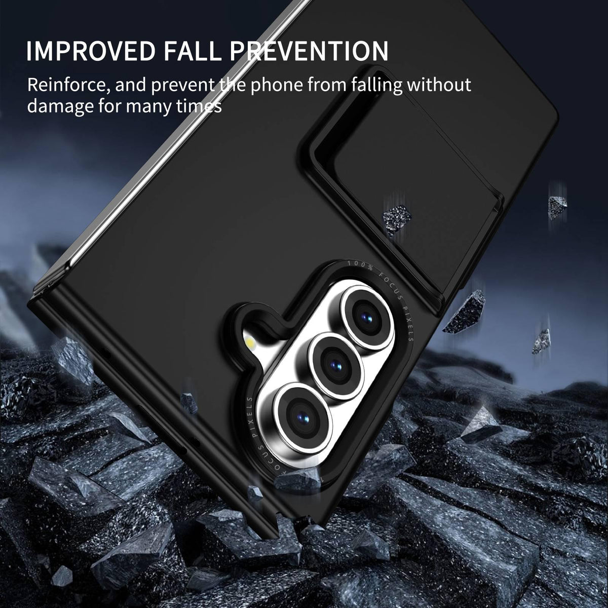 For Galaxy Z Fold7 5G Three-dimensional Folding Holder PC Phone Case - Black - EDA004894808A