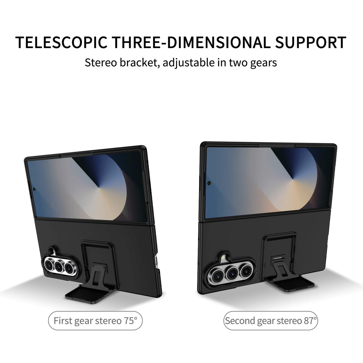 For Galaxy Z Fold7 5G Three-dimensional Folding Holder PC Phone Case - Black - EDA004894808A