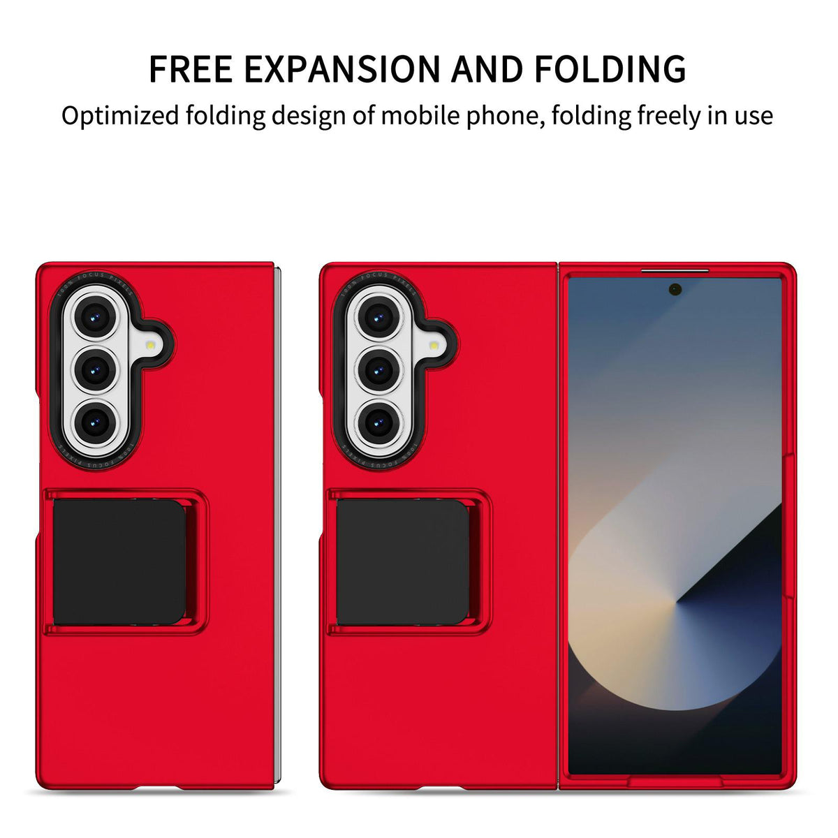 For Galaxy Z Fold7 5G Three-dimensional Folding Holder PC Phone Case - Red - EDA004894808B