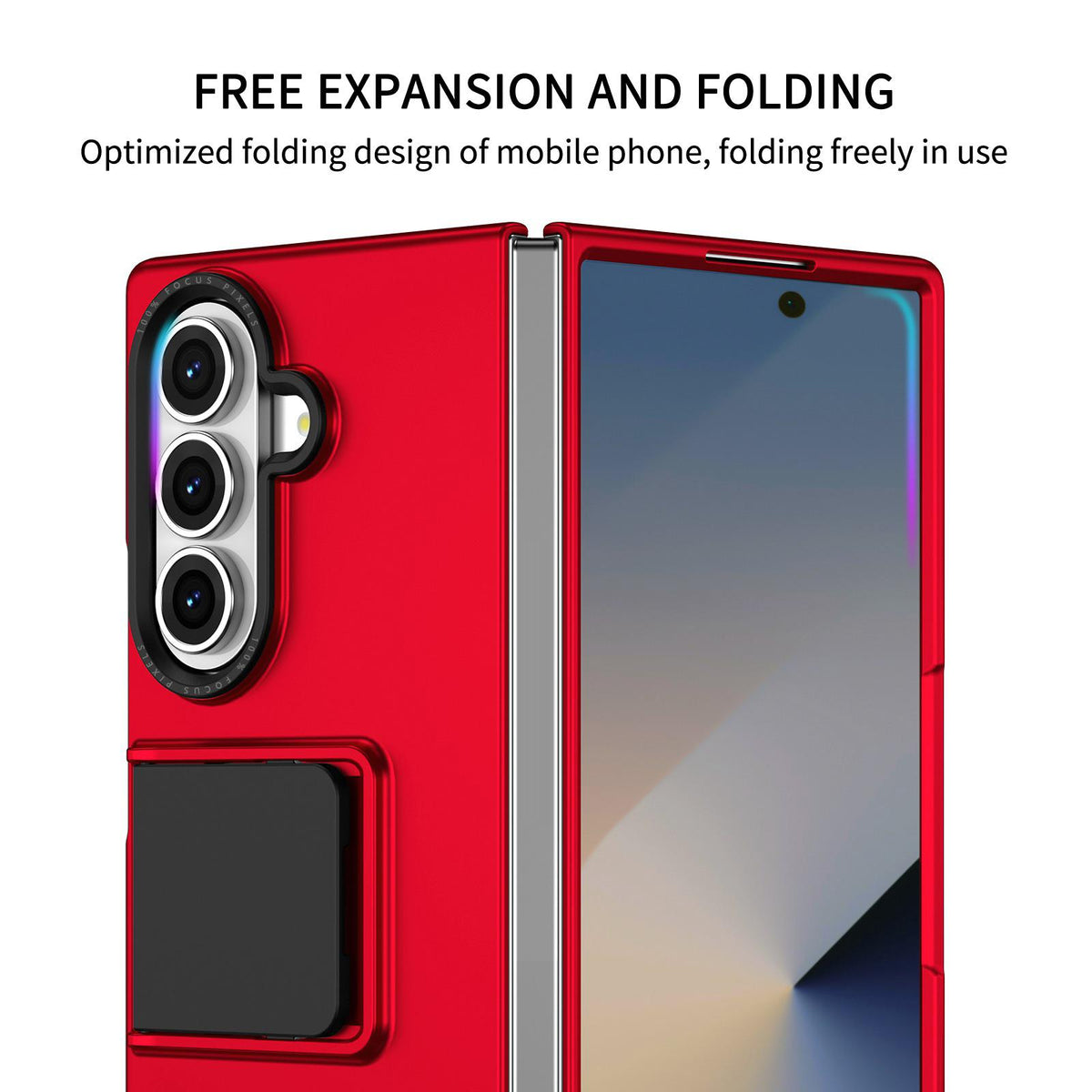 For Galaxy Z Fold7 5G Three-dimensional Folding Holder PC Phone Case - Red - EDA004894808B