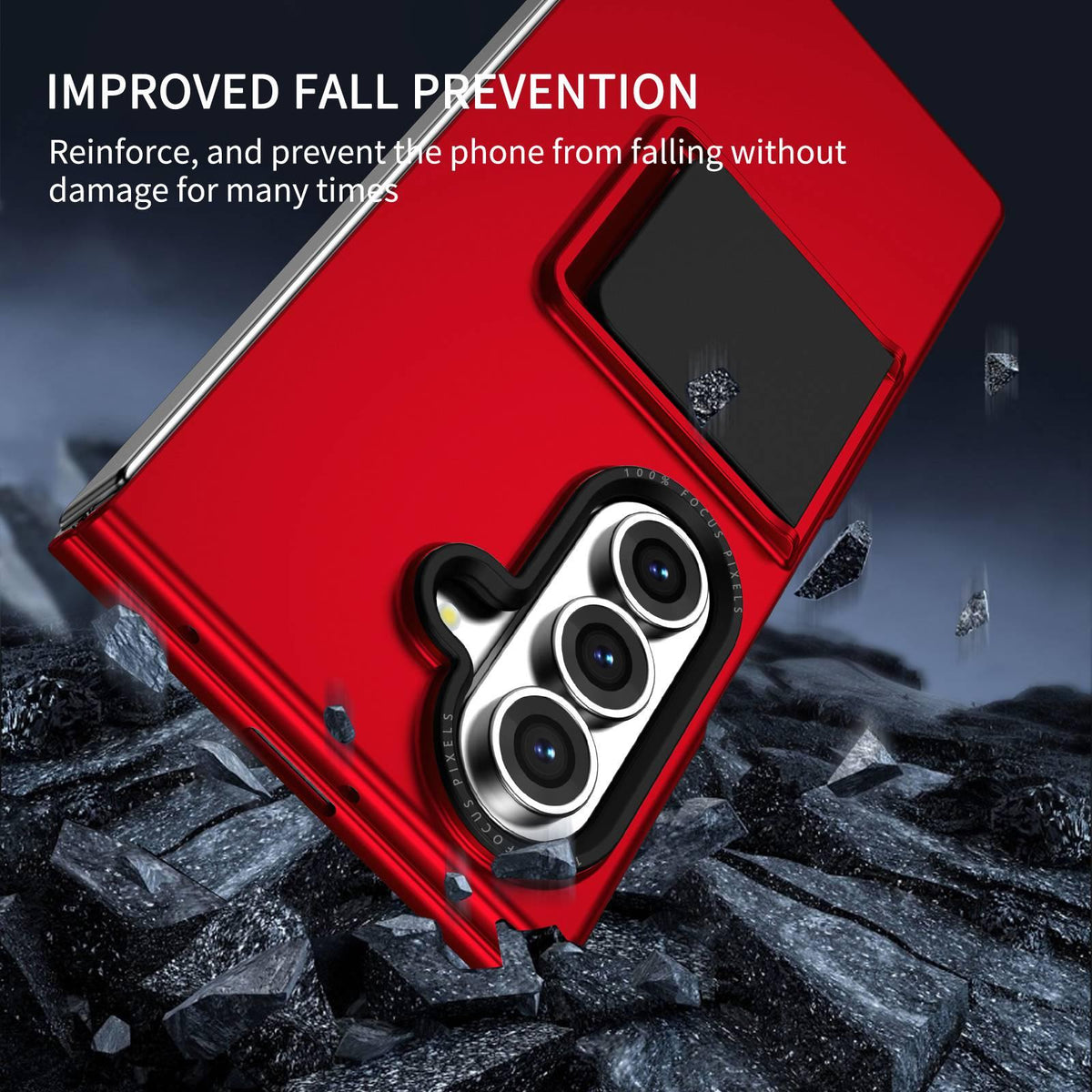 For Galaxy Z Fold7 5G Three-dimensional Folding Holder PC Phone Case - Red - EDA004894808B