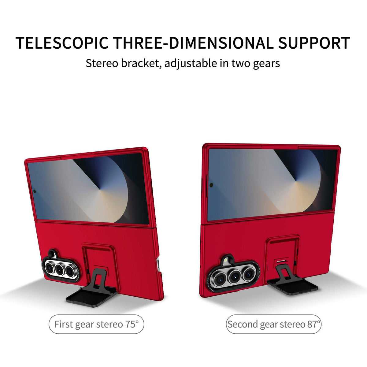 For Galaxy Z Fold7 5G Three-dimensional Folding Holder PC Phone Case - Red - EDA004894808B