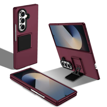 For Galaxy Z Fold7 5G Three-dimensional Folding Holder PC Phone Case - Wine Red - EDA004894808C