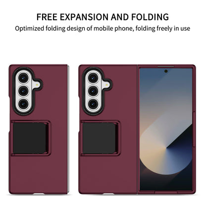 For Galaxy Z Fold7 5G Three-dimensional Folding Holder PC Phone Case - Wine Red - EDA004894808C