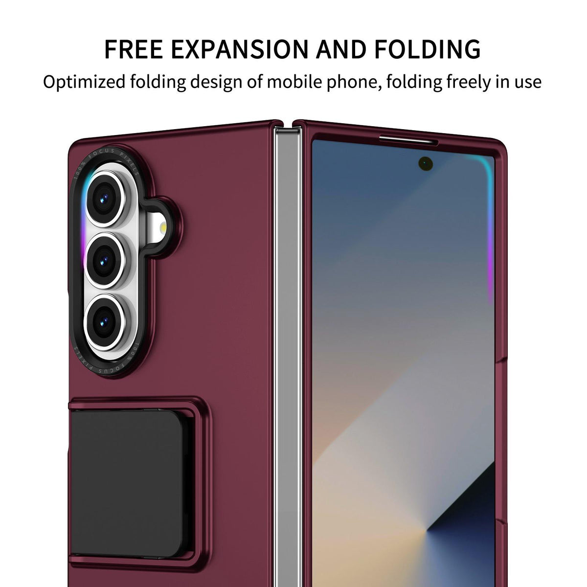 For Galaxy Z Fold7 5G Three-dimensional Folding Holder PC Phone Case - Wine Red - EDA004894808C