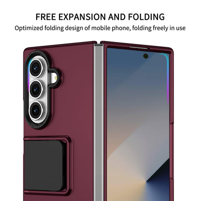 For Galaxy Z Fold7 5G Three-dimensional Folding Holder PC Phone Case - Wine Red - EDA004894808C