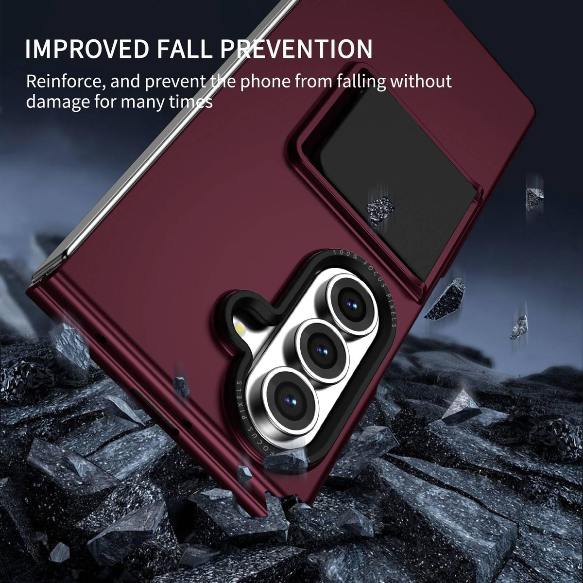 For Galaxy Z Fold7 5G Three-dimensional Folding Holder PC Phone Case - Wine Red - EDA004894808C