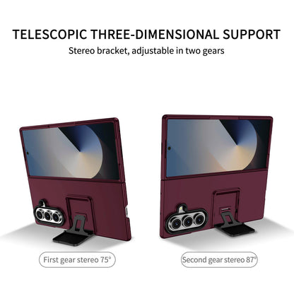 For Galaxy Z Fold7 5G Three-dimensional Folding Holder PC Phone Case - Wine Red - EDA004894808C