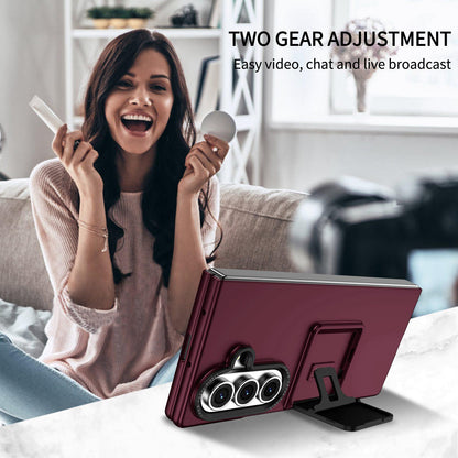For Galaxy Z Fold7 5G Three-dimensional Folding Holder PC Phone Case - Wine Red - EDA004894808C