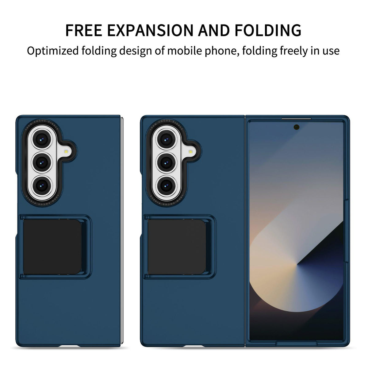 For Galaxy Z Fold7 5G Three-dimensional Folding Holder PC Phone Case - Blue - EDA004894808D