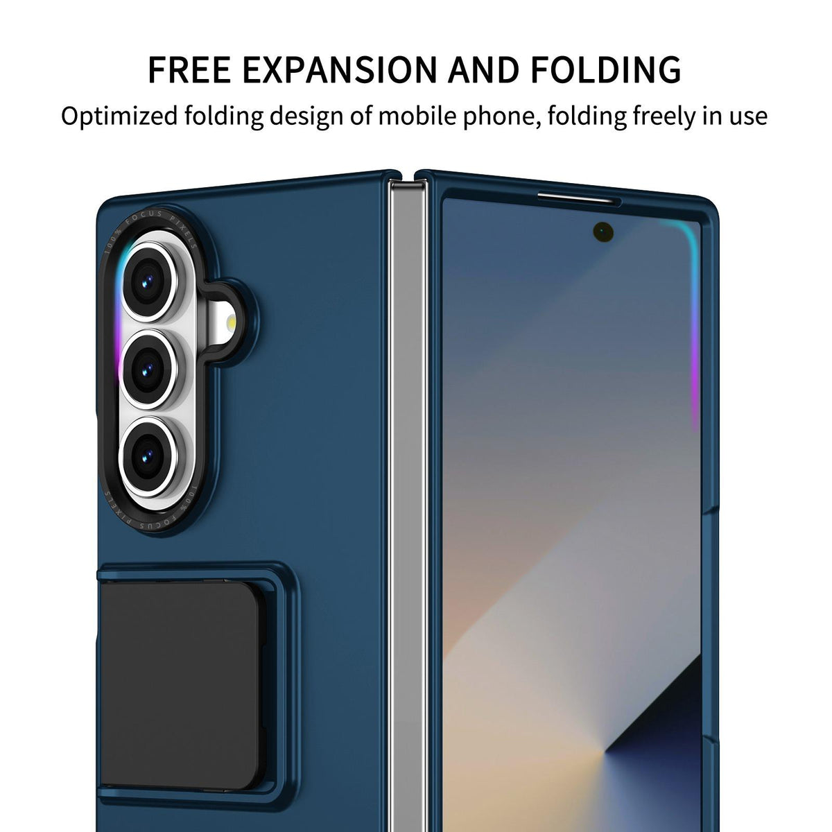 For Galaxy Z Fold7 5G Three-dimensional Folding Holder PC Phone Case - Blue - EDA004894808D