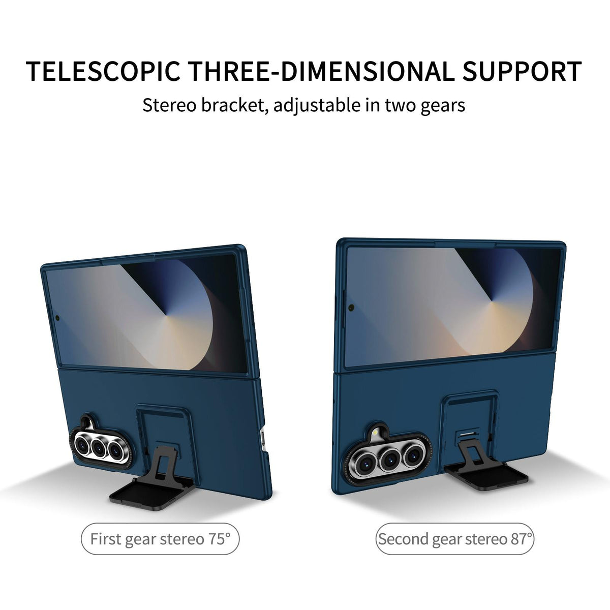 For Galaxy Z Fold7 5G Three-dimensional Folding Holder PC Phone Case - Blue - EDA004894808D