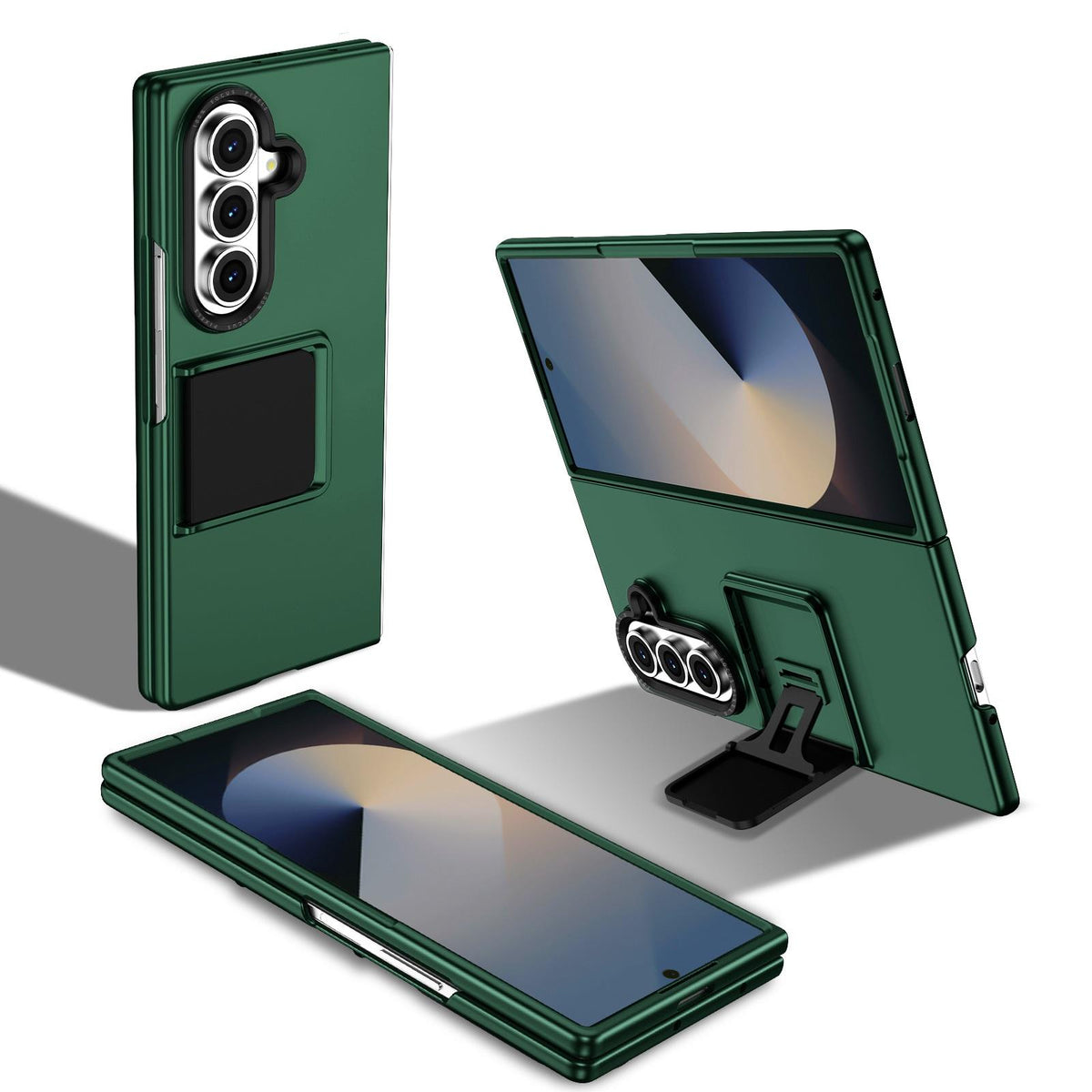 For Galaxy Z Fold7 5G Three-dimensional Folding Holder PC Phone Case - Green - EDA004894808E