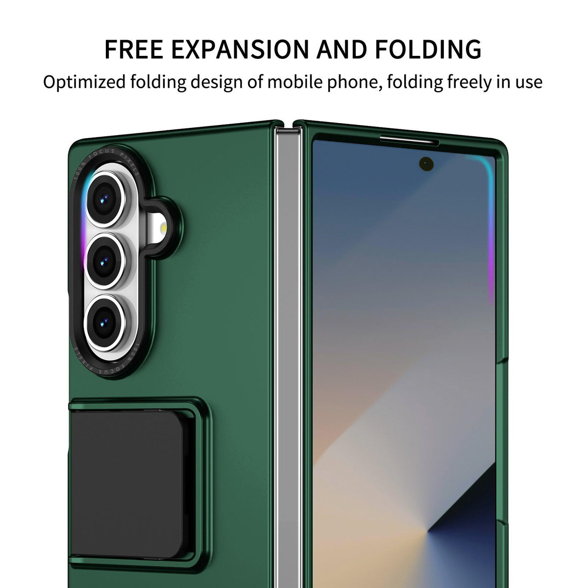 For Galaxy Z Fold7 5G Three-dimensional Folding Holder PC Phone Case - Green - EDA004894808E
