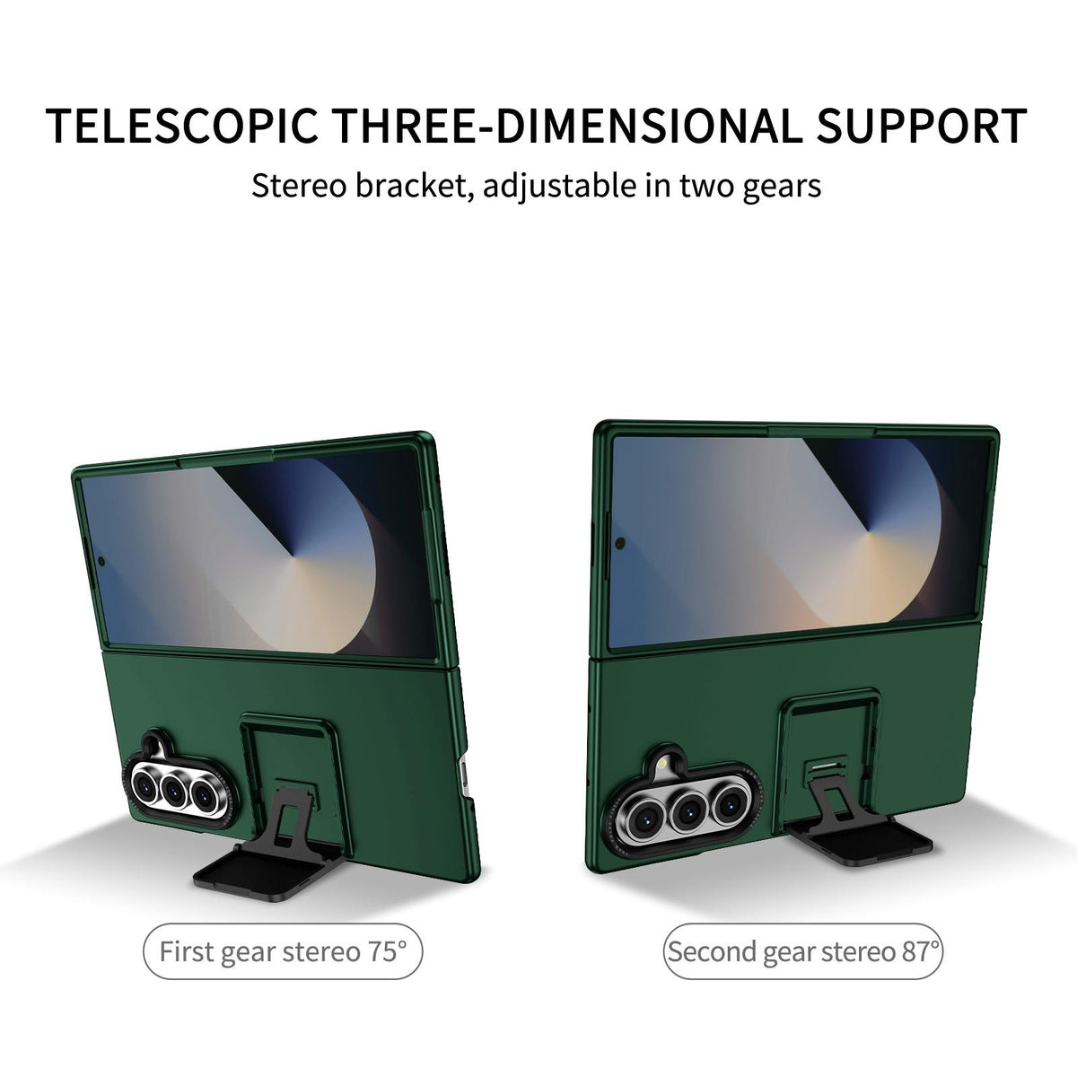 For Galaxy Z Fold7 5G Three-dimensional Folding Holder PC Phone Case - Green - EDA004894808E