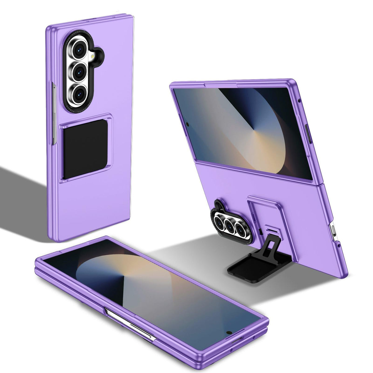 For Galaxy Z Fold7 5G Three-dimensional Folding Holder PC Phone Case - Purple - EDA004894808F