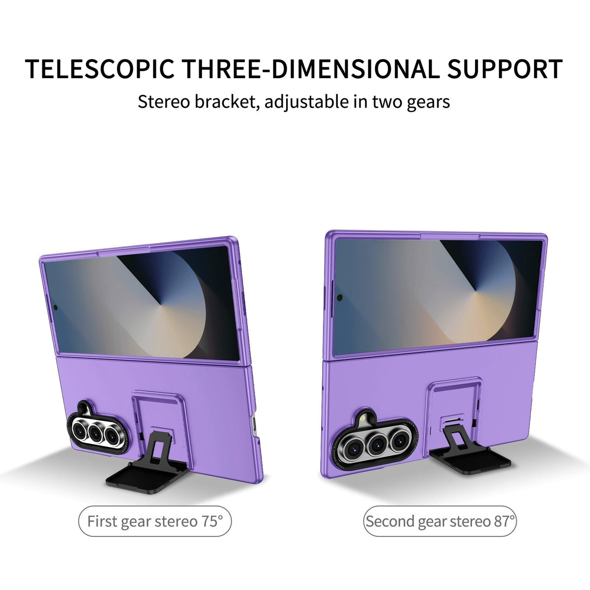 For Galaxy Z Fold7 5G Three-dimensional Folding Holder PC Phone Case - Purple - EDA004894808F