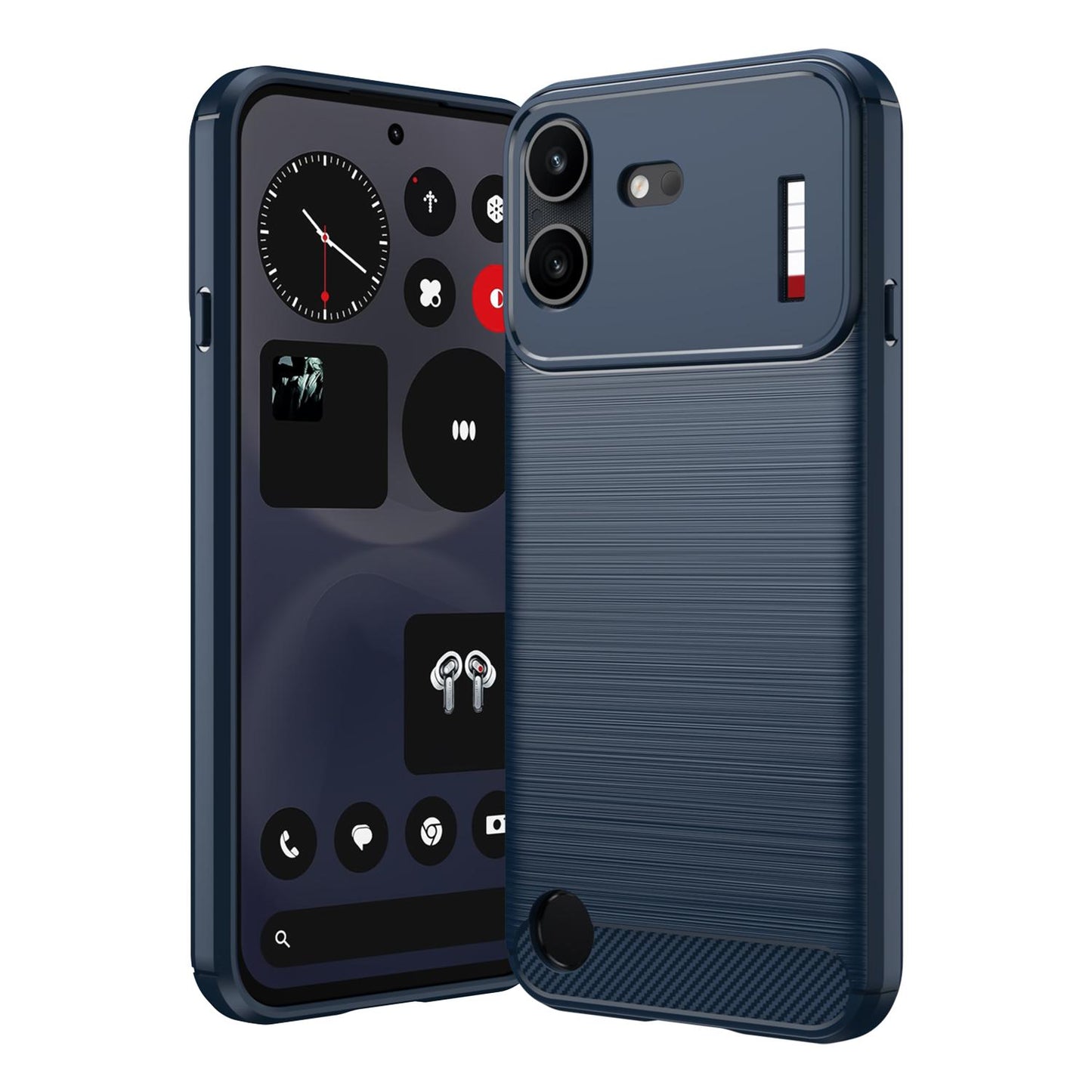 For Nothing Phone 4b Carbon Fiber Brushed Texture TPU Phone Case(Blue)