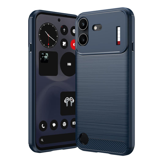 For Nothing Phone 4b Carbon Fiber Brushed Texture TPU Phone Case(Blue)