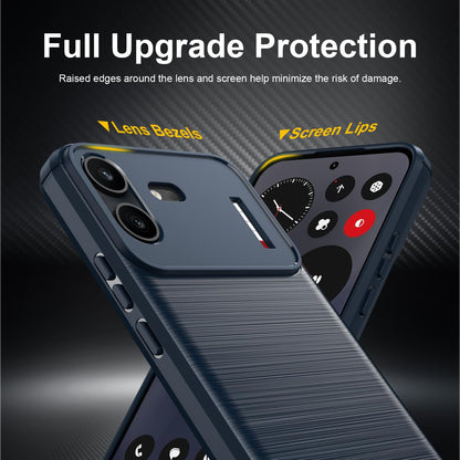 For Nothing Phone 4b Carbon Fiber Brushed Texture TPU Phone Case(Blue)