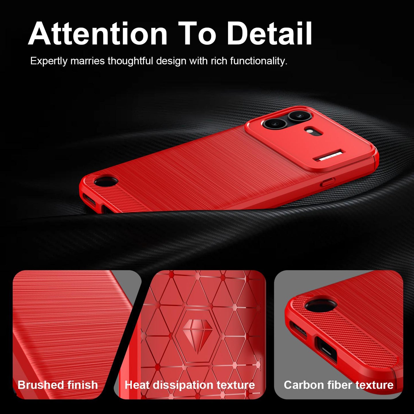 For Nothing Phone 4b Carbon Fiber Brushed Texture TPU Phone Case(Red)